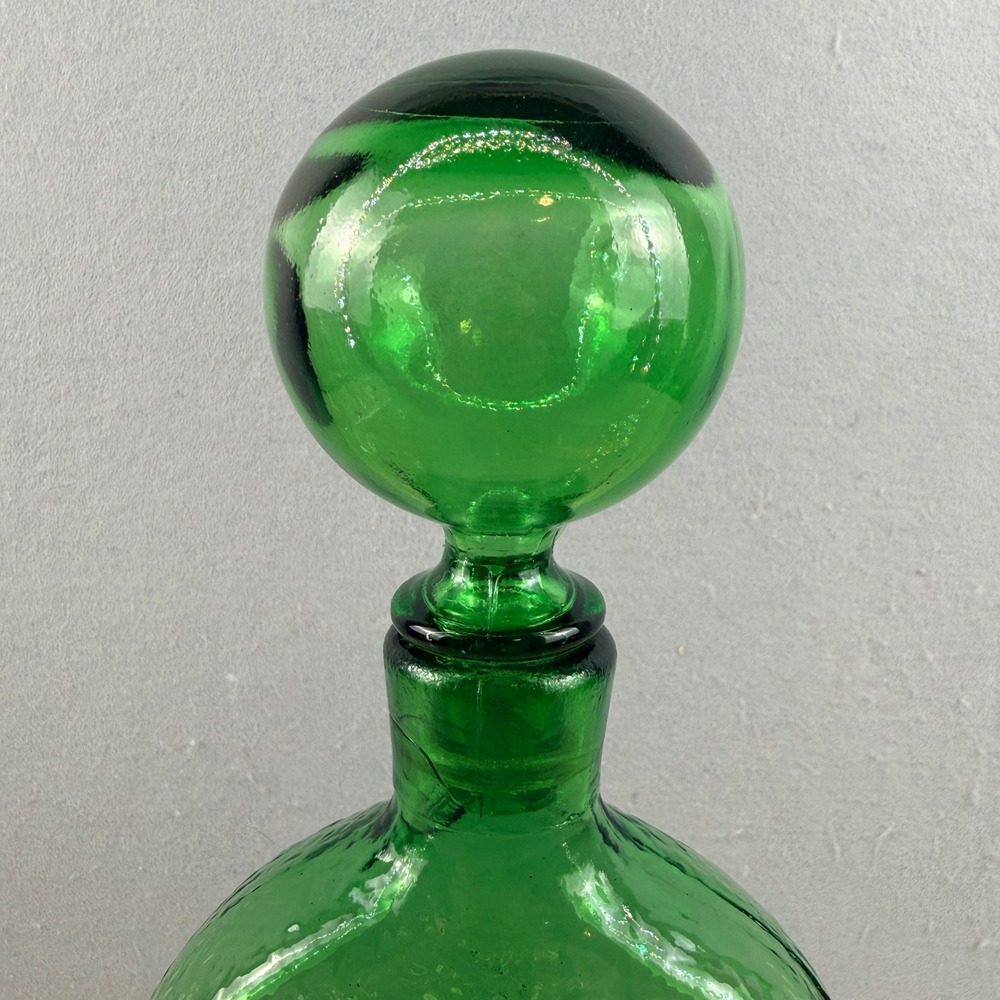 Wayne Husted for Stelvia Empoli Italian Glass Sunflower Decanter 14" Green MCM - Picture 3 of 12